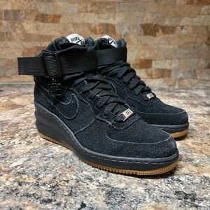 Nike Air Lunar Force 1 Sky HI Wedge Womens Sz 5.5 Black Suede Gum Rare